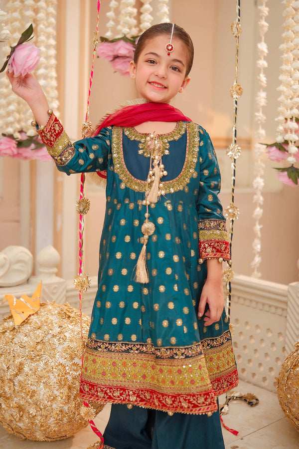 Maria B | 3 Piece Embroidered Jamawar Suit | MKS-W24-22 - by - Libasekhas UK - Registered Vendor of : Maria B - 100% Original Designer Dresss