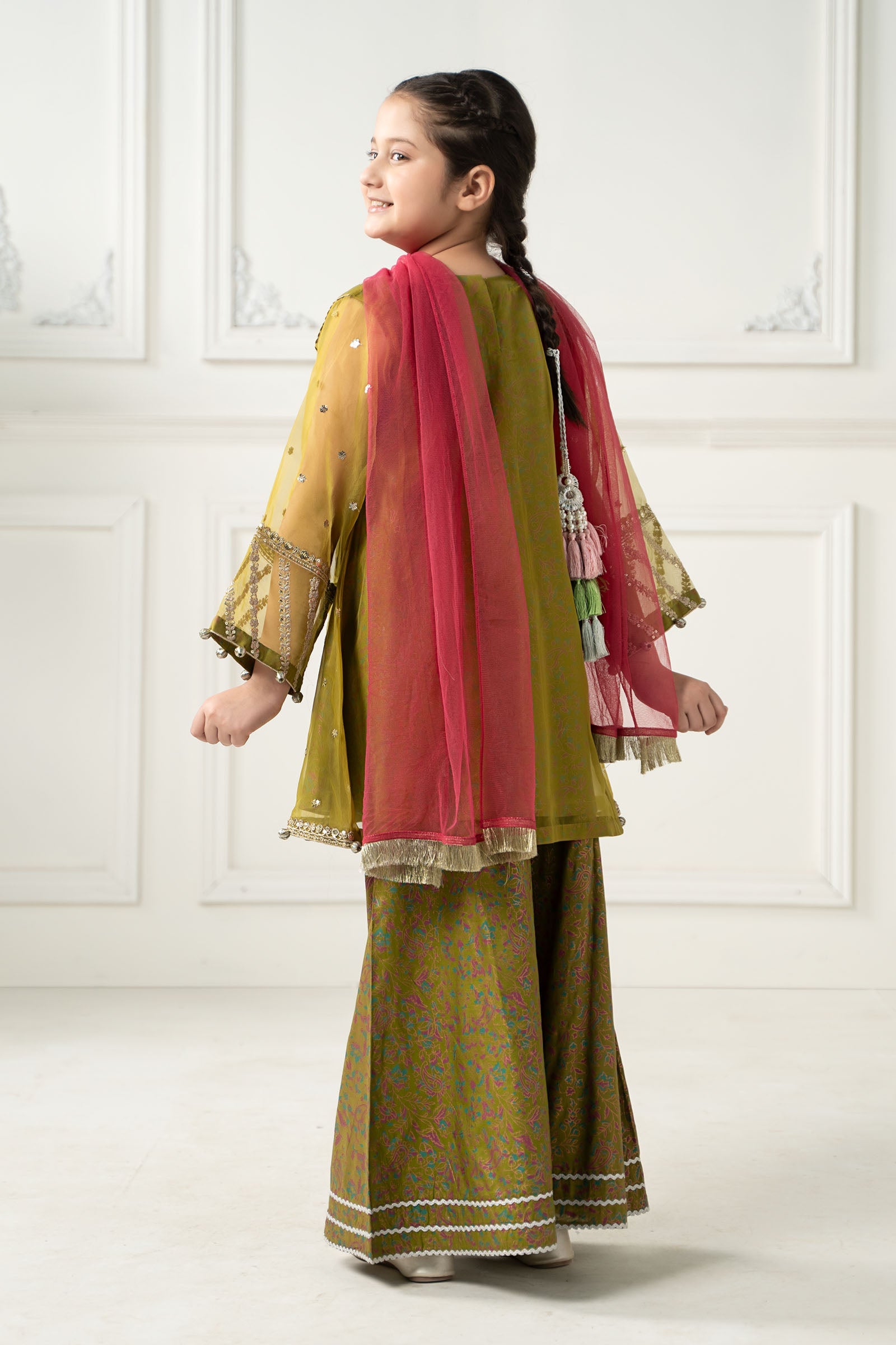 3 Piece Embroidered Poly Organza Suit - Kids Clothing - available at Maria Faisal in UK and USA.