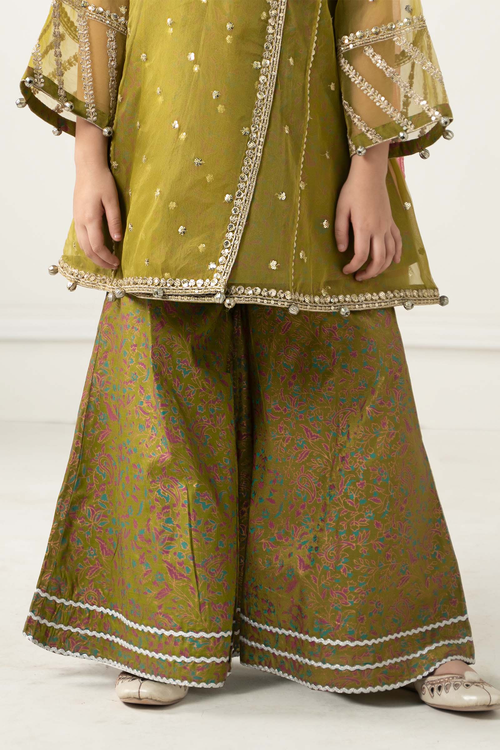 3 Piece Embroidered Poly Organza Suit - Kids Clothing - available at Maria Faisal in UK and USA.