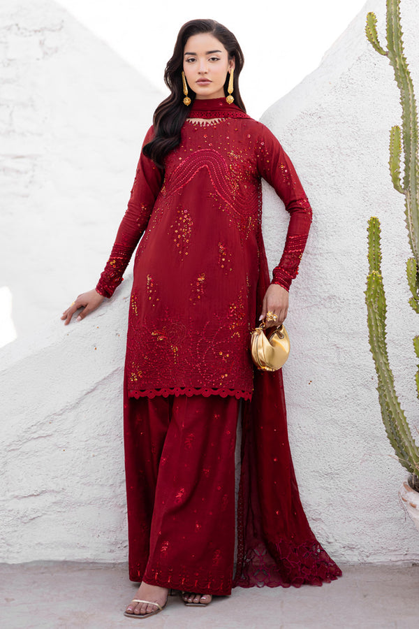 Marjjan | Elyna Lawn | SACRLET MP-48 (RED) - by Libasekhas UK - Registered Vendor of : Marjjan - 100% Original Designer Dress