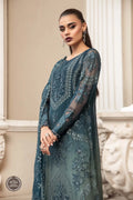 Maria B | Luxury Chiffon Collection | Teal Blue - by - Libasekhas UK - Registered Vendor of : Maria B - 100% Original Designer Dresss