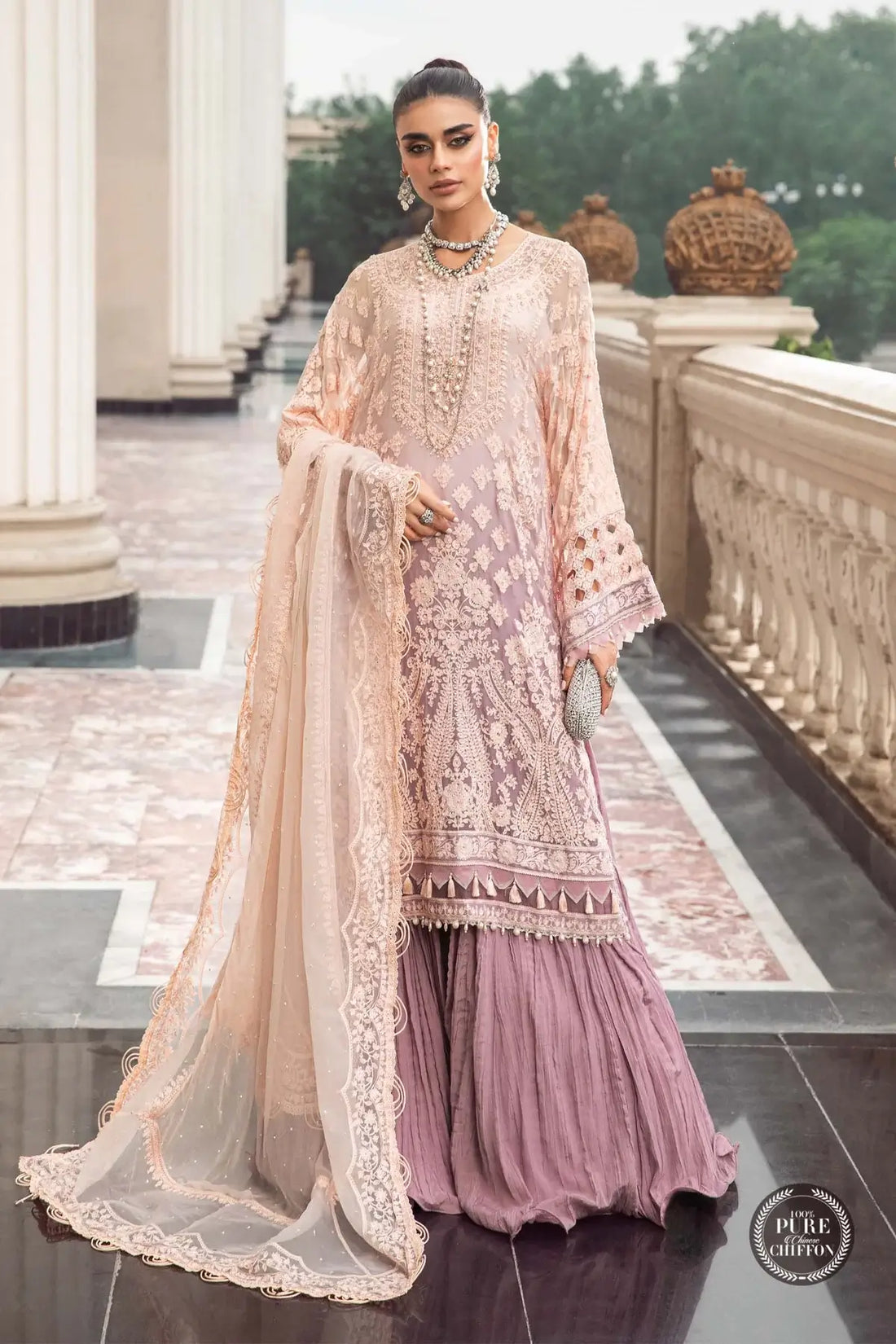 Maria B | Luxury Chiffon Collection | Lilac - by - Libasekhas UK - Registered Vendor of : Maria B - 100% Original Designer Dresss