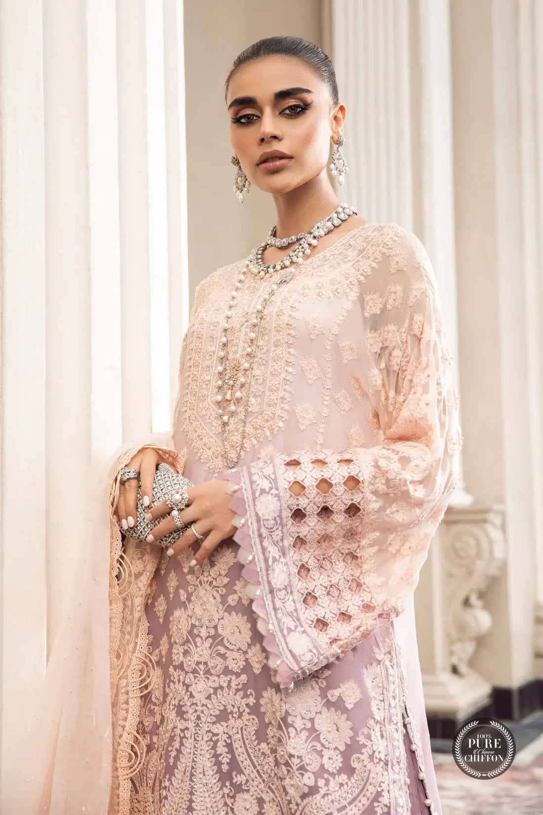 Maria B | Luxury Chiffon Collection | Lilac - by - Libasekhas UK - Registered Vendor of : Maria B - 100% Original Designer Dresss