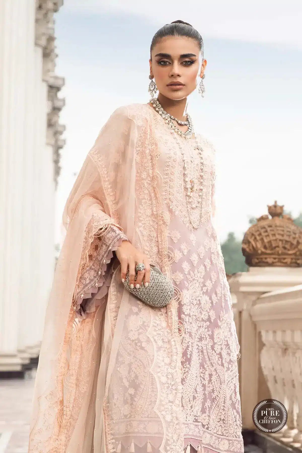Maria B | Luxury Chiffon Collection | Lilac - by - Libasekhas UK - Registered Vendor of : Maria B - 100% Original Designer Dresss