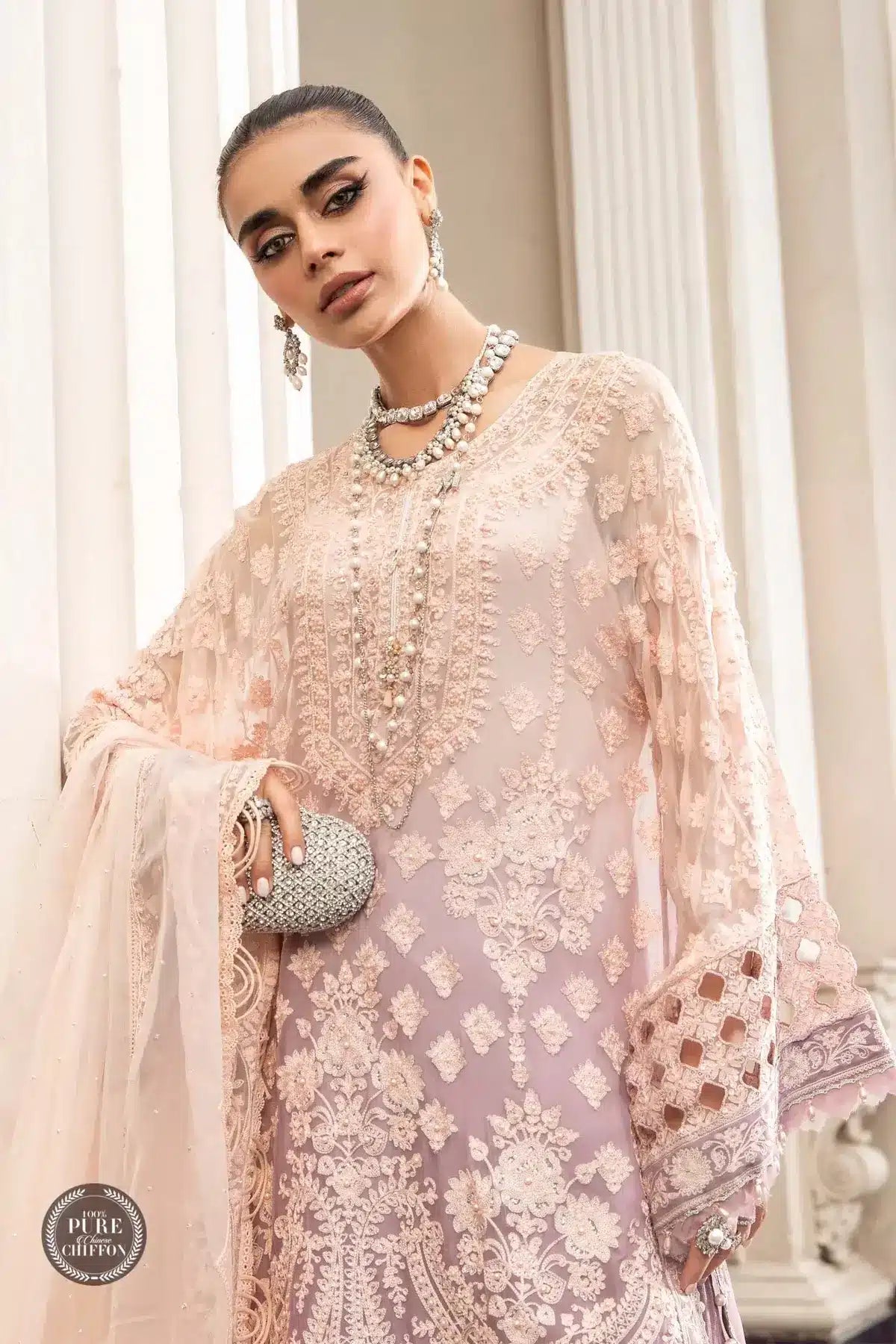 Maria B | Luxury Chiffon Collection | Lilac - by - Libasekhas UK - Registered Vendor of : Maria B - 100% Original Designer Dresss