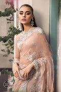 Maria B | Luxury Chiffon Collection | Peach And Grey - by - Libasekhas UK - Registered Vendor of : Maria B - 100% Original Designer Dresss