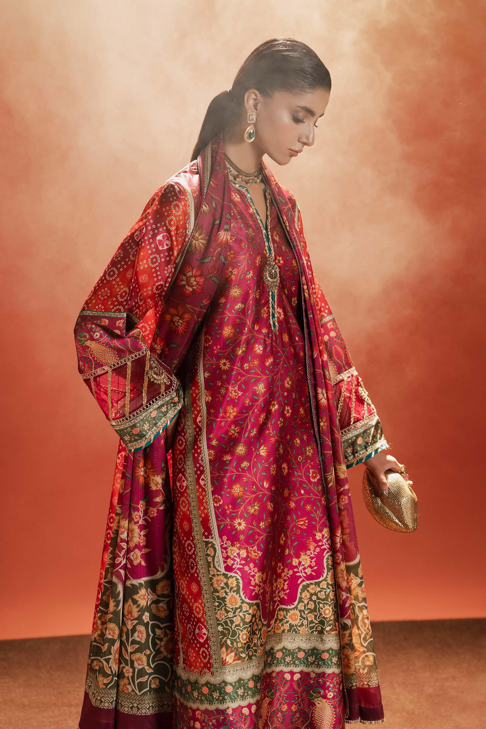 Maria B | Silk Prints | Satin Silk Suit SS-01 - by Libasekhas UK - Registered Vendor of : Maria B - 100% Original Designer Dress