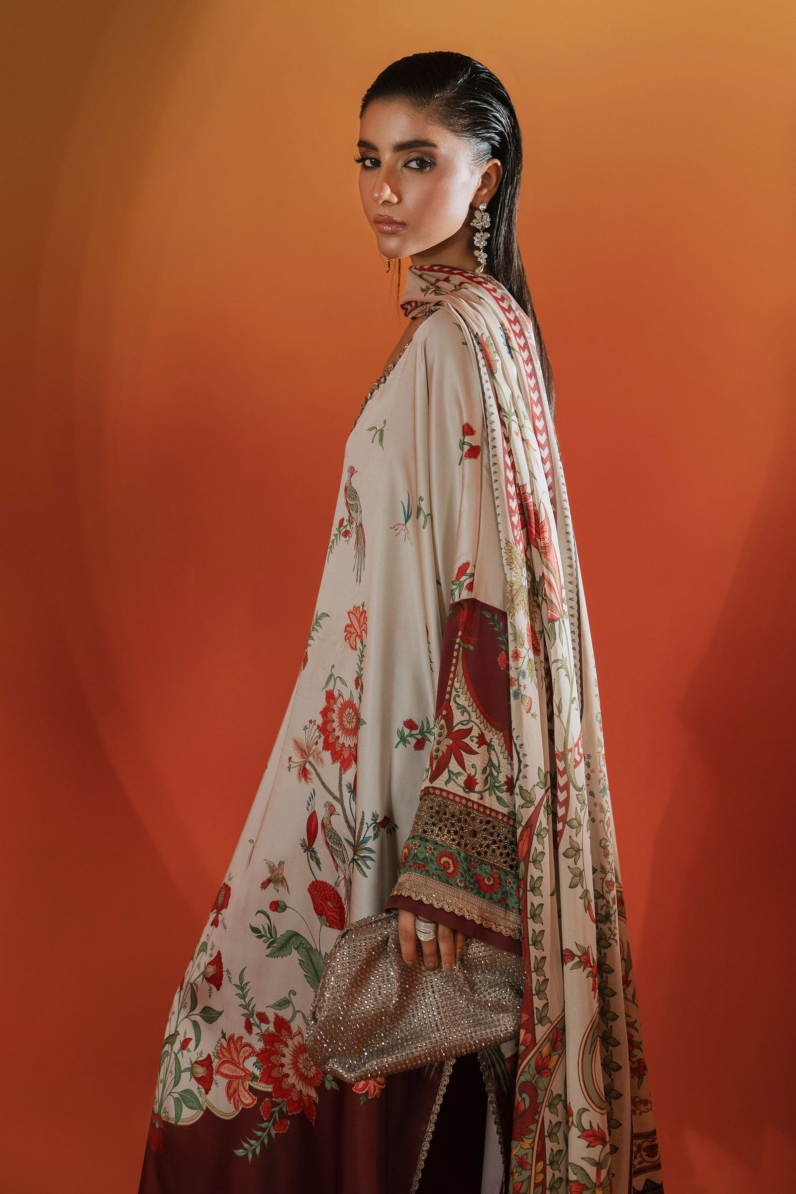 Maria B | Silk Prints | Satin Silk Suit SS-02 - by Libasekhas UK - Registered Vendor of : Maria B - 100% Original Designer Dress
