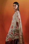Maria B | Luxury Pret Pre Fall | MPS-EF26-03R1-Beige and Maroon - by Libasekhas UK - Registered Vendor of : Maria B - 100% Original Designer Dress