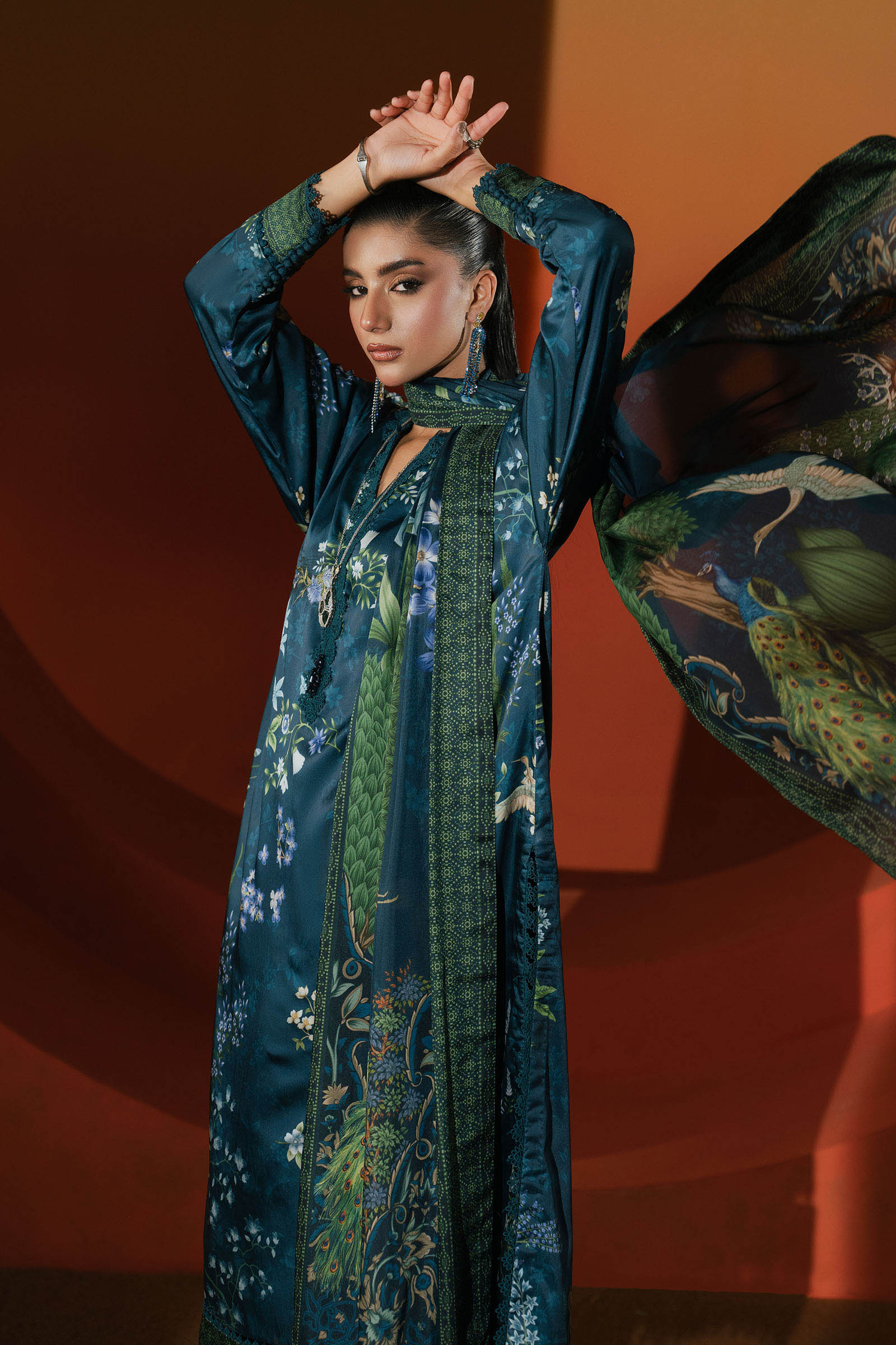 Maria B | Silk Prints | Satin Silk Suit SS-04 - by Libasekhas UK - Registered Vendor of : Maria B - 100% Original Designer Dress