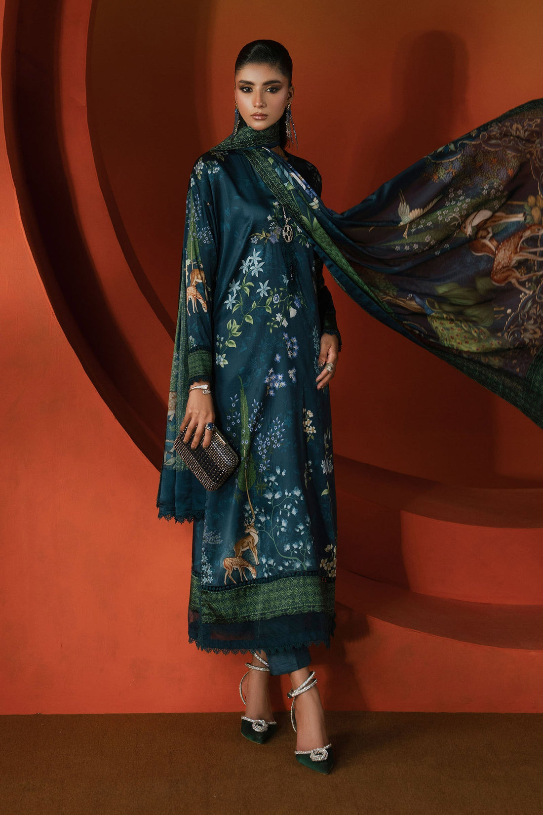 Maria B | Luxury Pret Pre Fall | MPS-EF26-05R1-Teal - by Libasekhas UK - Registered Vendor of : Maria B - 100% Original Designer Dress