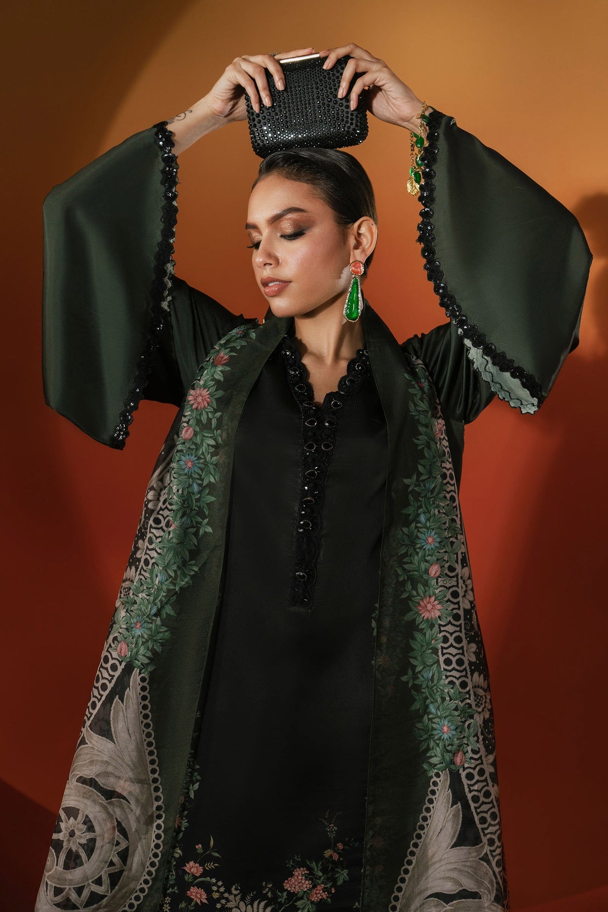 Maria B | Luxury Pret Pre Fall | MPS-EF26-06R1-Green - by Libasekhas UK - Registered Vendor of : Maria B - 100% Original Designer Dress