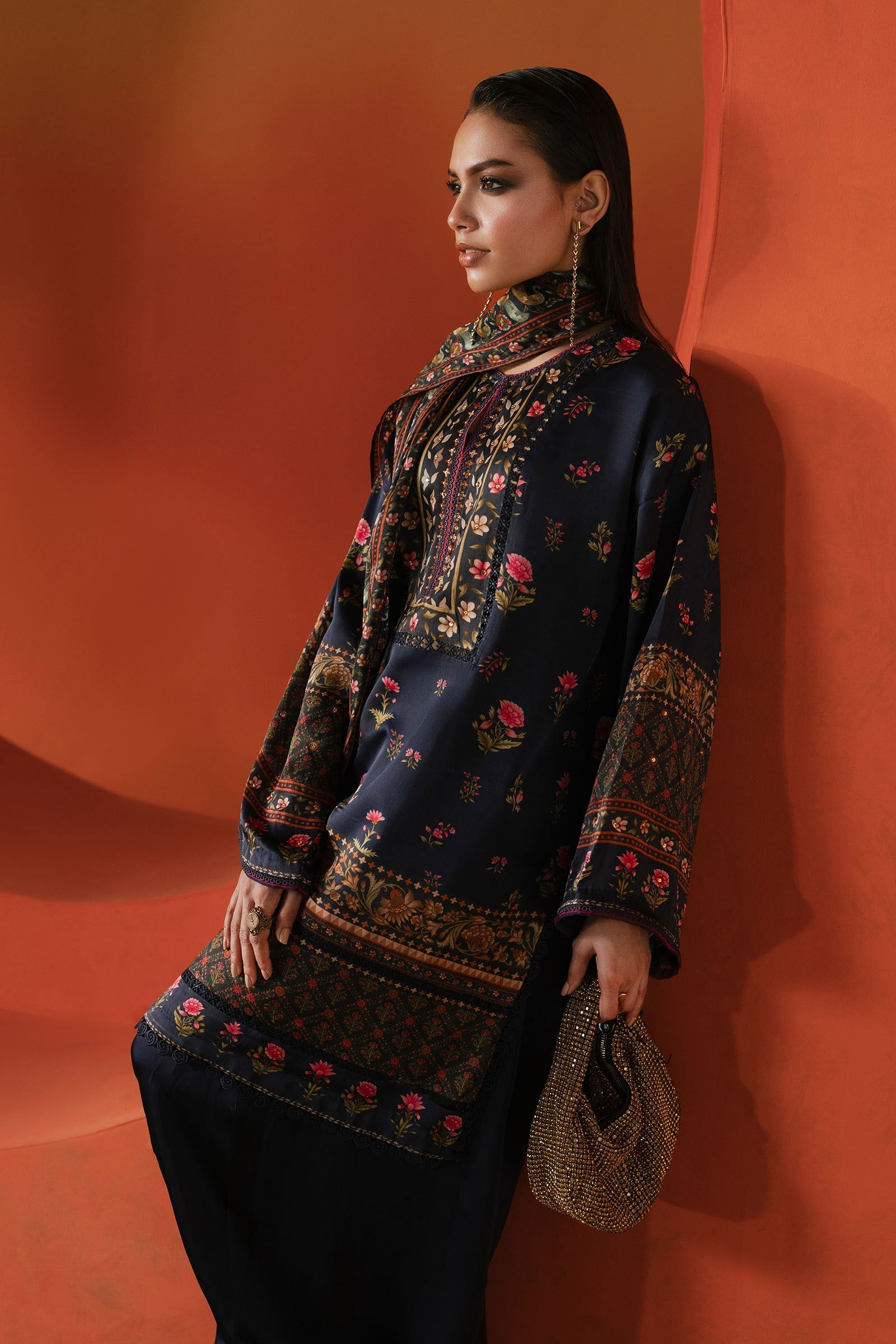 Maria B | Silk Prints | Satin Silk Suit SS-05 - by Libasekhas UK - Registered Vendor of : Maria B - 100% Original Designer Dress