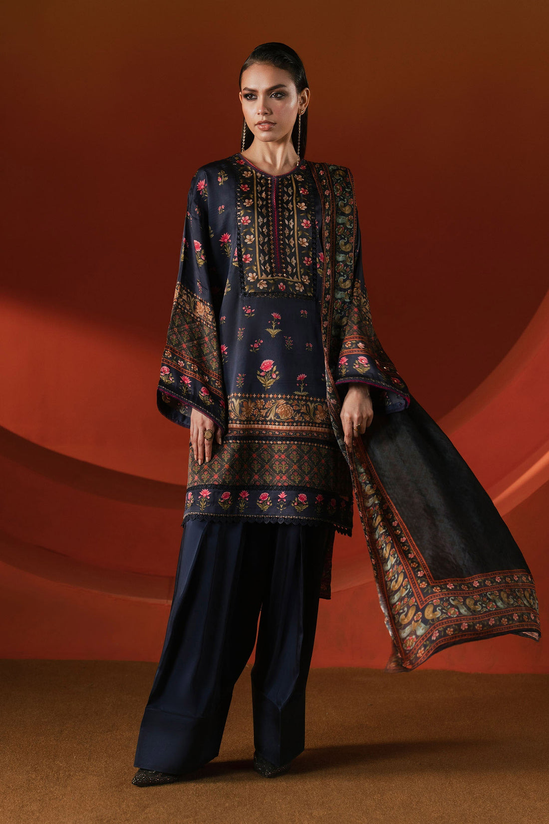 Maria B | Silk Prints | Satin Silk Suit SS-05 - by Libasekhas UK - Registered Vendor of : Maria B - 100% Original Designer Dress