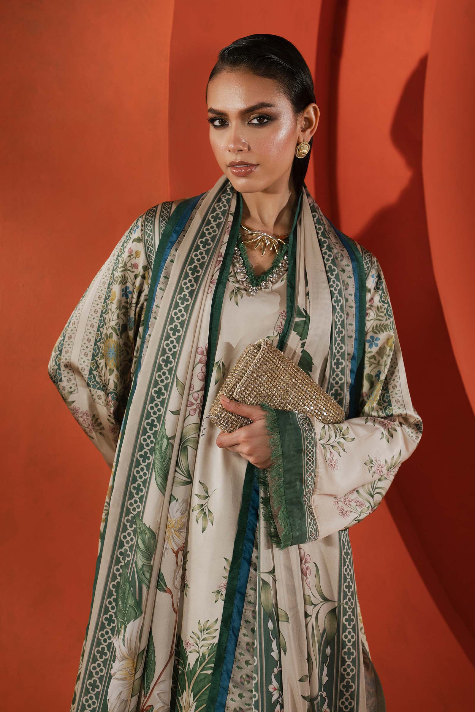 Maria B | Silk Prints | Satin Silk Suit SS-06 - by Libasekhas UK - Registered Vendor of : Maria B - 100% Original Designer Dress