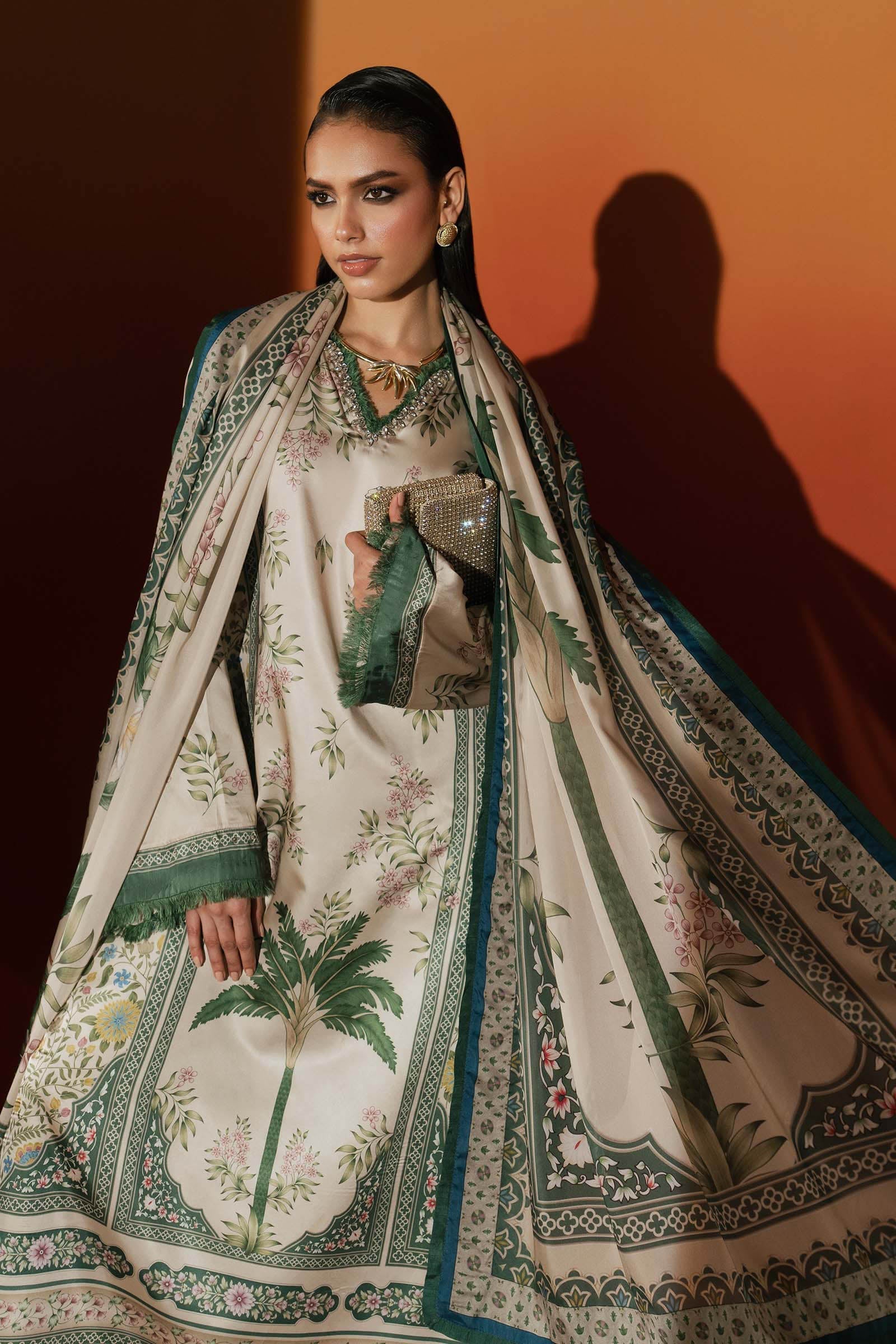Maria B | Silk Prints | Satin Silk Suit SS-06 - by Libasekhas UK - Registered Vendor of : Maria B - 100% Original Designer Dress