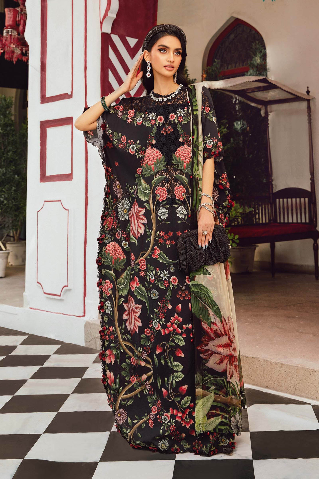 Maria B | M Prints Winter 25 |  MPT-2709-B - by Libasekhas UK - Registered Vendor of : Maria B - 100% Original Designer Dress