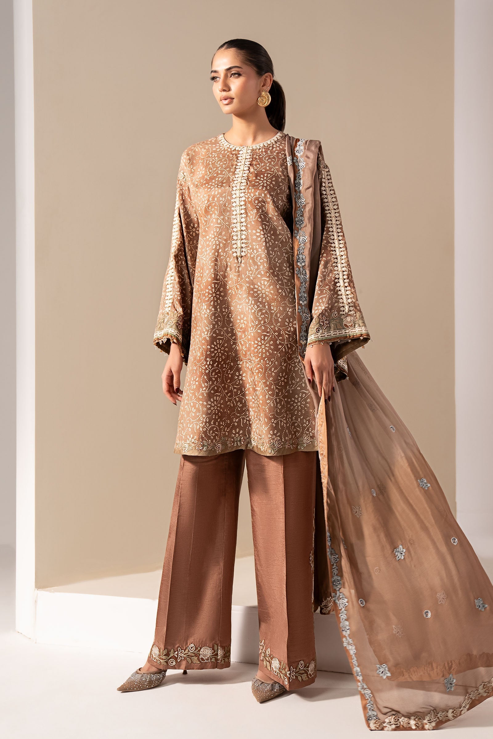 Maria B | Luxury Formals | MST-EF26-18-Brown - by Libasekhas UK - Registered Vendor of : Maria B - 100% Original Designer Dress