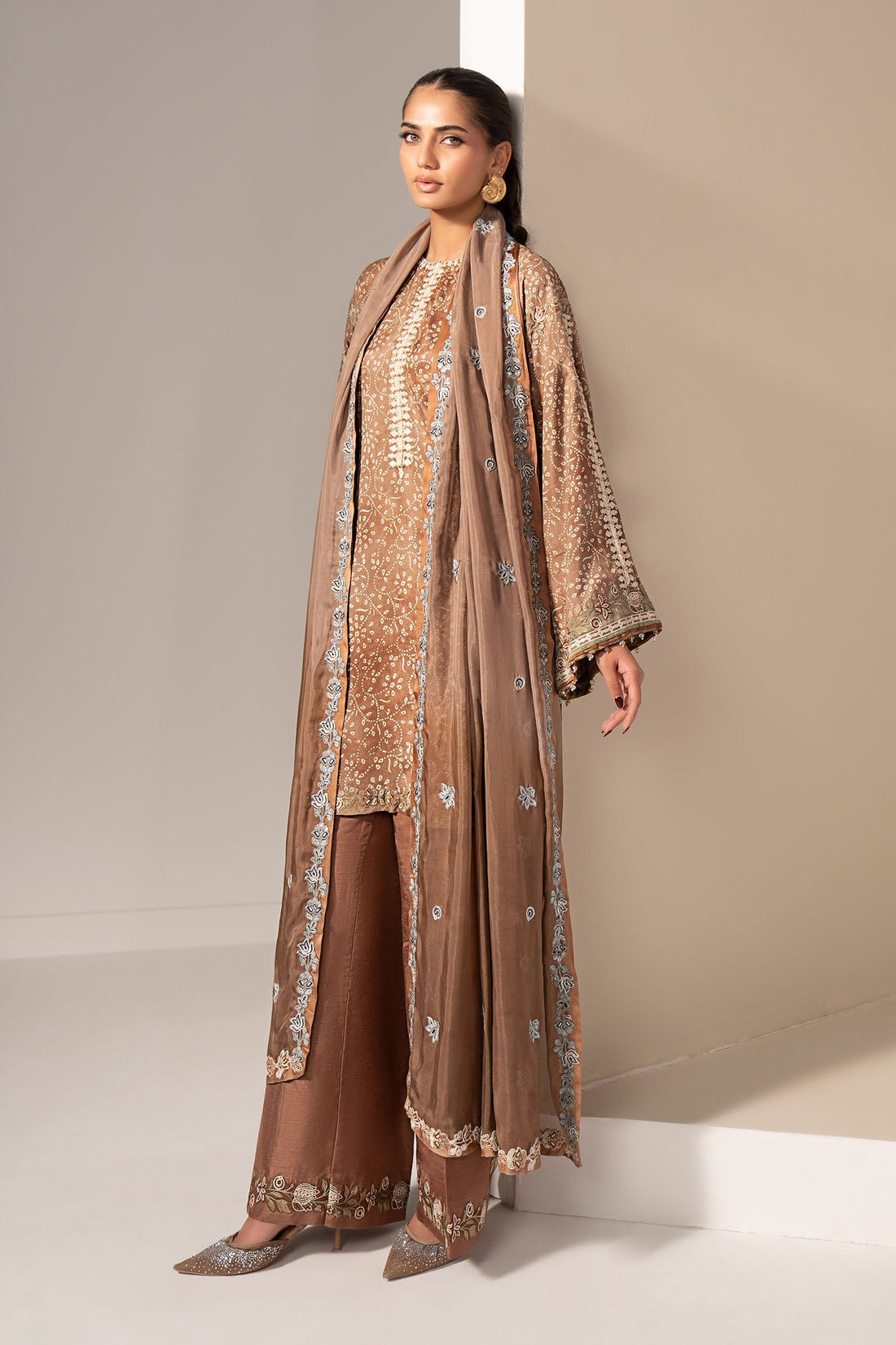 Maria B | Luxury Formals | MST-EF26-18-Brown - by Libasekhas UK - Registered Vendor of : Maria B - 100% Original Designer Dress