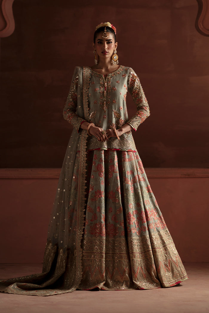 Maryum N Maria | Luxury Silk | RECEPTION FLOWERS - MSS5900 - by Libasekhas UK - Registered Vendor of : Maryum N Maria - 100% Original Designer Dress