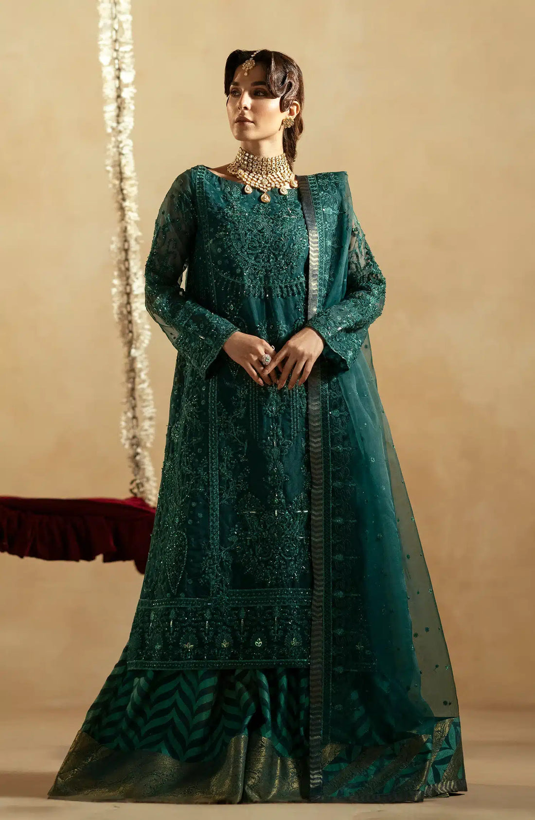 Maryum N Maria | Zamani Beghum Formals 23 | Emerald-(MW23-516) - by - Libasekhas UK - Registered Vendor of : Maryum N Maria - 100% Original Designer Dresss
