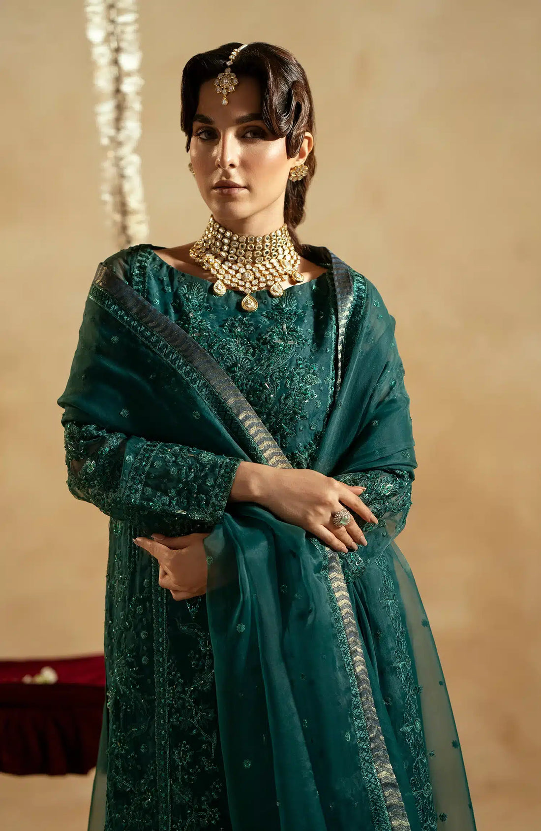 Maryum N Maria | Zamani Beghum Formals 23 | Emerald-(MW23-516) - by - Libasekhas UK - Registered Vendor of : Maryum N Maria - 100% Original Designer Dresss