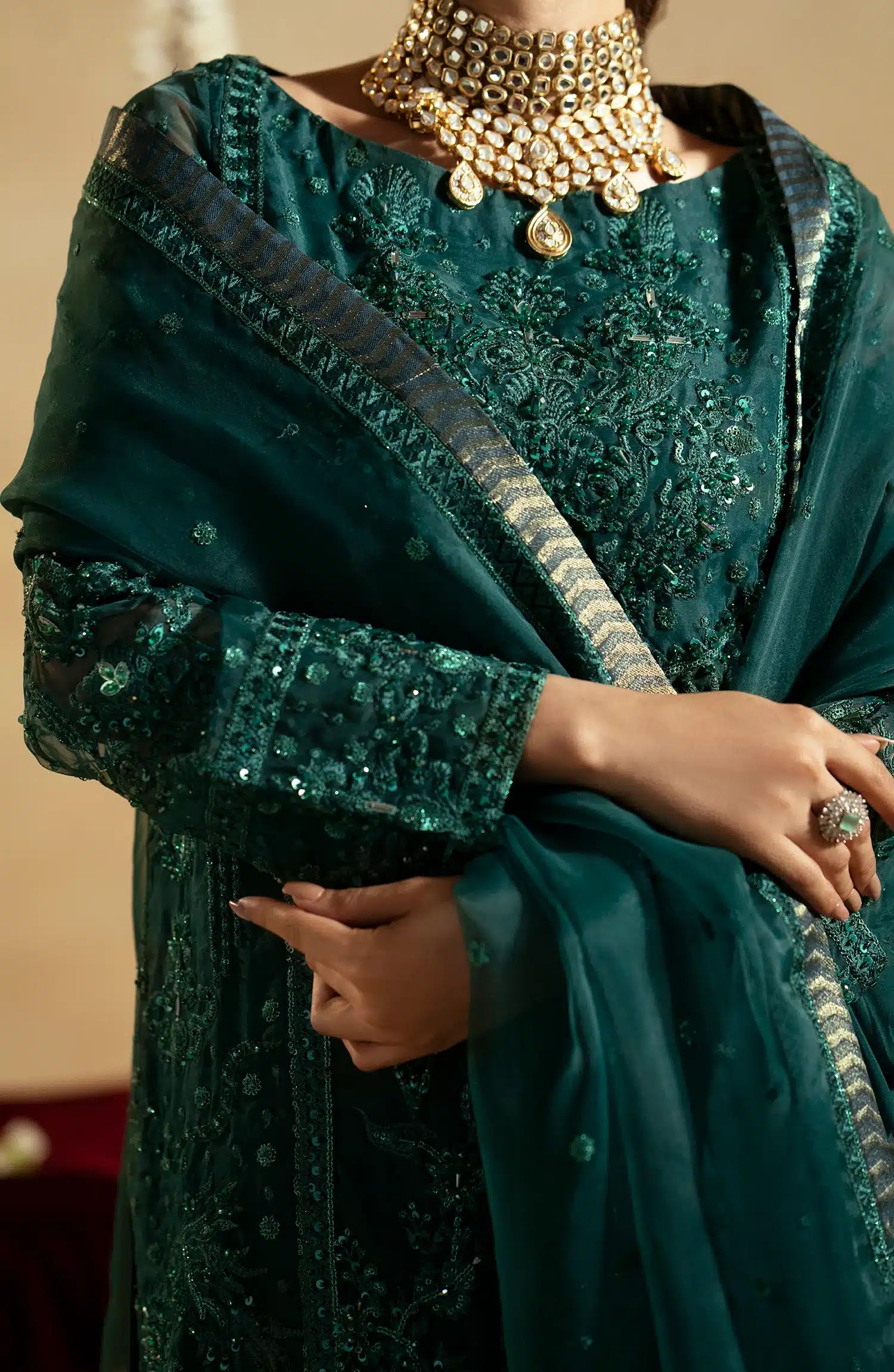 Maryum N Maria | Zamani Beghum Formals 23 | Emerald-(MW23-516) - by - Libasekhas UK - Registered Vendor of : Maryum N Maria - 100% Original Designer Dresss