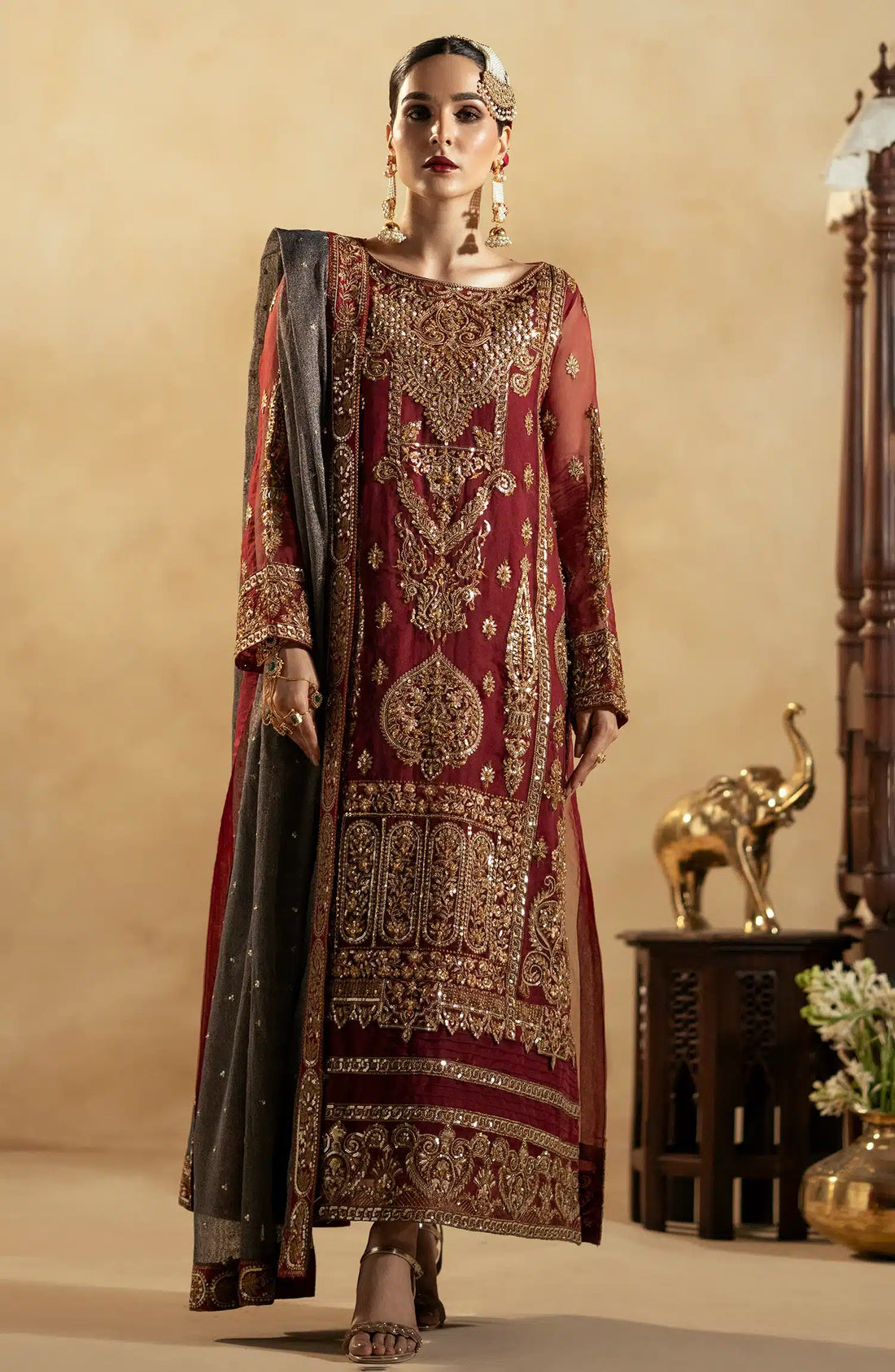 Maryum N Maria | Zamani Beghum Formals 23 | Ruby-(MW23-517) - by - Libasekhas UK - Registered Vendor of : Maryum N Maria - 100% Original Designer Dresss