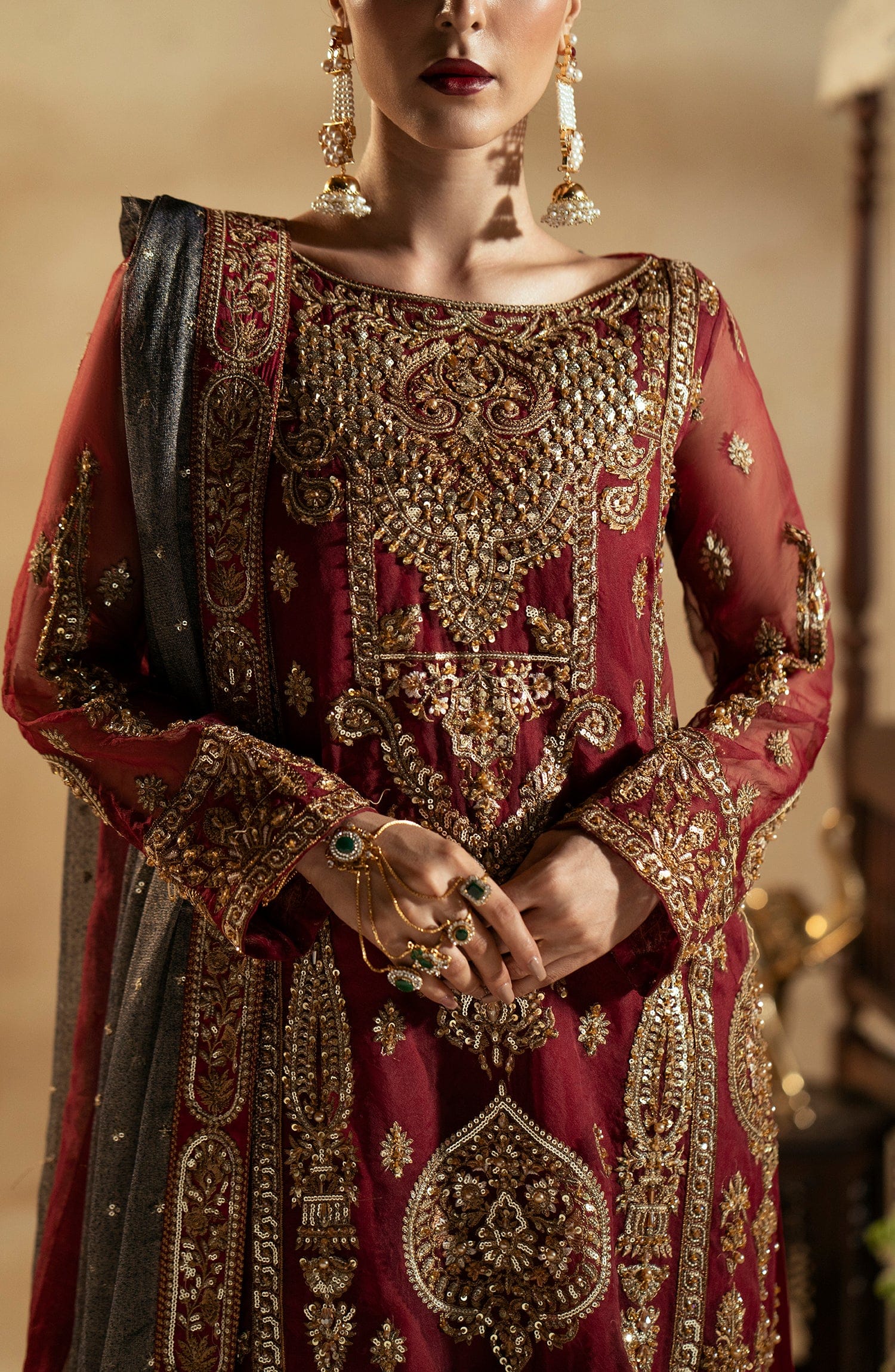 Maryum N Maria | Zamani Beghum Formals 23 | Ruby-(MW23-517) - by - Libasekhas UK - Registered Vendor of : Maryum N Maria - 100% Original Designer Dresss