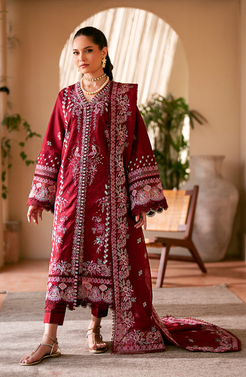 Emaan Adeel | Navaeh Luxury Pret | CERISE - by - Libasekhas UK - Registered Vendor of : Emaan Adeel - 100% Original Designer Dresss