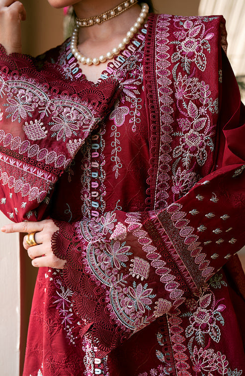 Emaan Adeel | Navaeh Luxury Pret | CERISE - by - Libasekhas UK - Registered Vendor of : Emaan Adeel - 100% Original Designer Dresss