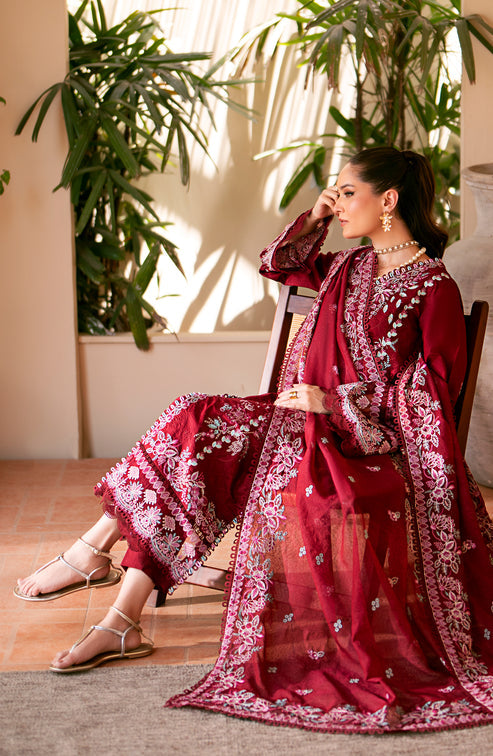 Emaan Adeel | Navaeh Luxury Pret | CERISE - by - Libasekhas UK - Registered Vendor of : Emaan Adeel - 100% Original Designer Dresss