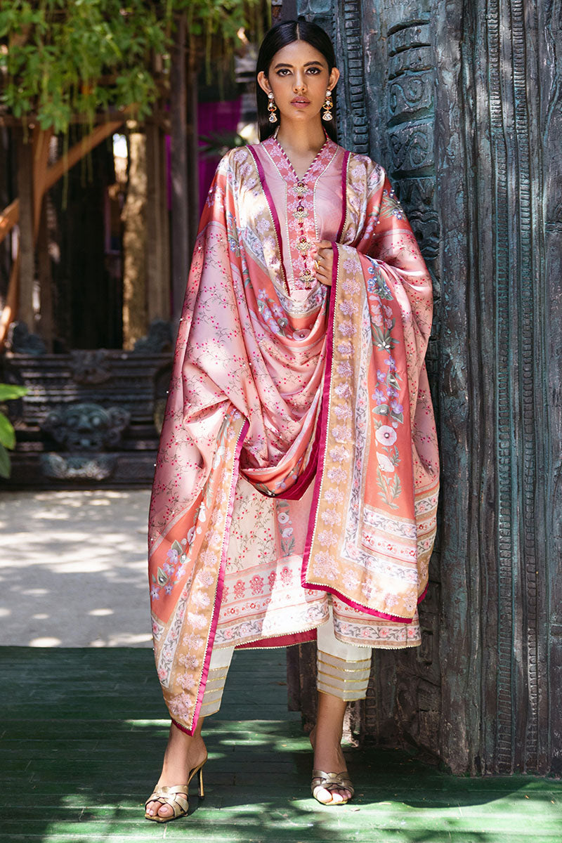 Mushq | Nirvana Silk Edit |  Roseate - by - Libasekhas UK - Registered Vendor of : Mushq - 100% Original Designer Dresss