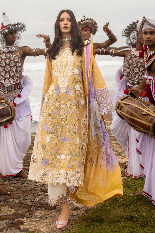 Mushq | Manaram Luxury Lawn 25 | Gold Glow - by - Libasekhas UK - Registered Vendor of : Mushq - 100% Original Designer Dresss