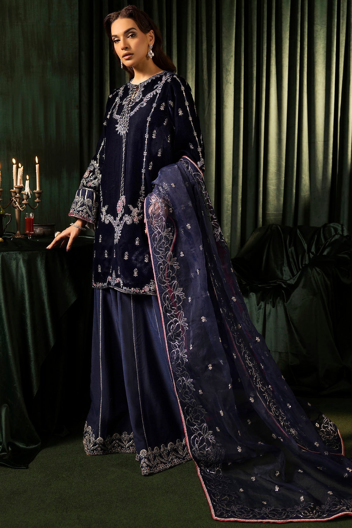 Motifz | Velvet Formals | 5092-AAIRA - by - Libasekhas UK - Registered Vendor of : Motifz - 100% Original Designer Dresss