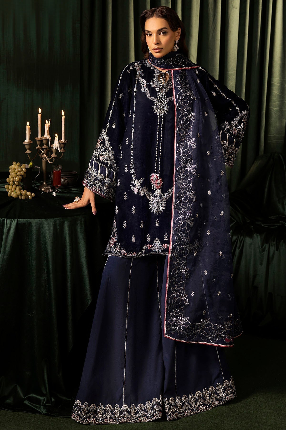 Motifz | Velvet Formals | 5092-AAIRA - by - Libasekhas UK - Registered Vendor of : Motifz - 100% Original Designer Dresss
