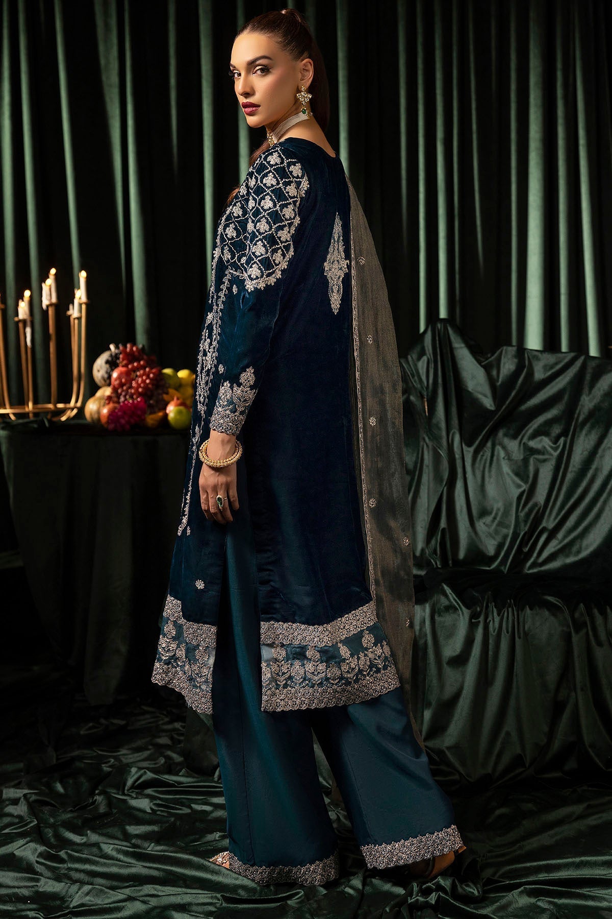 Motifz | Velvet Formals | 5093-DANEEN - by - Libasekhas UK - Registered Vendor of : Motifz - 100% Original Designer Dresss