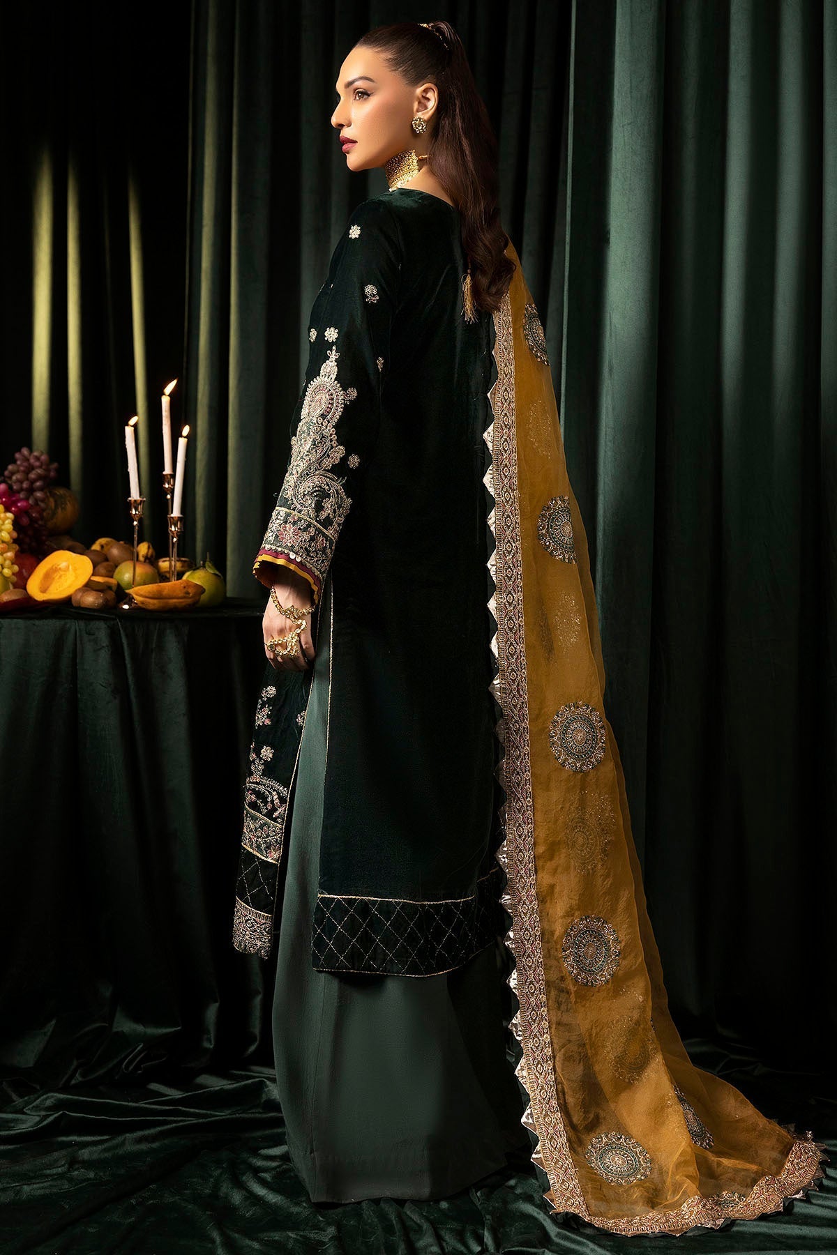 Motifz | Velvet Formals | 5094-YUMNA - by - Libasekhas UK - Registered Vendor of : Motifz - 100% Original Designer Dresss