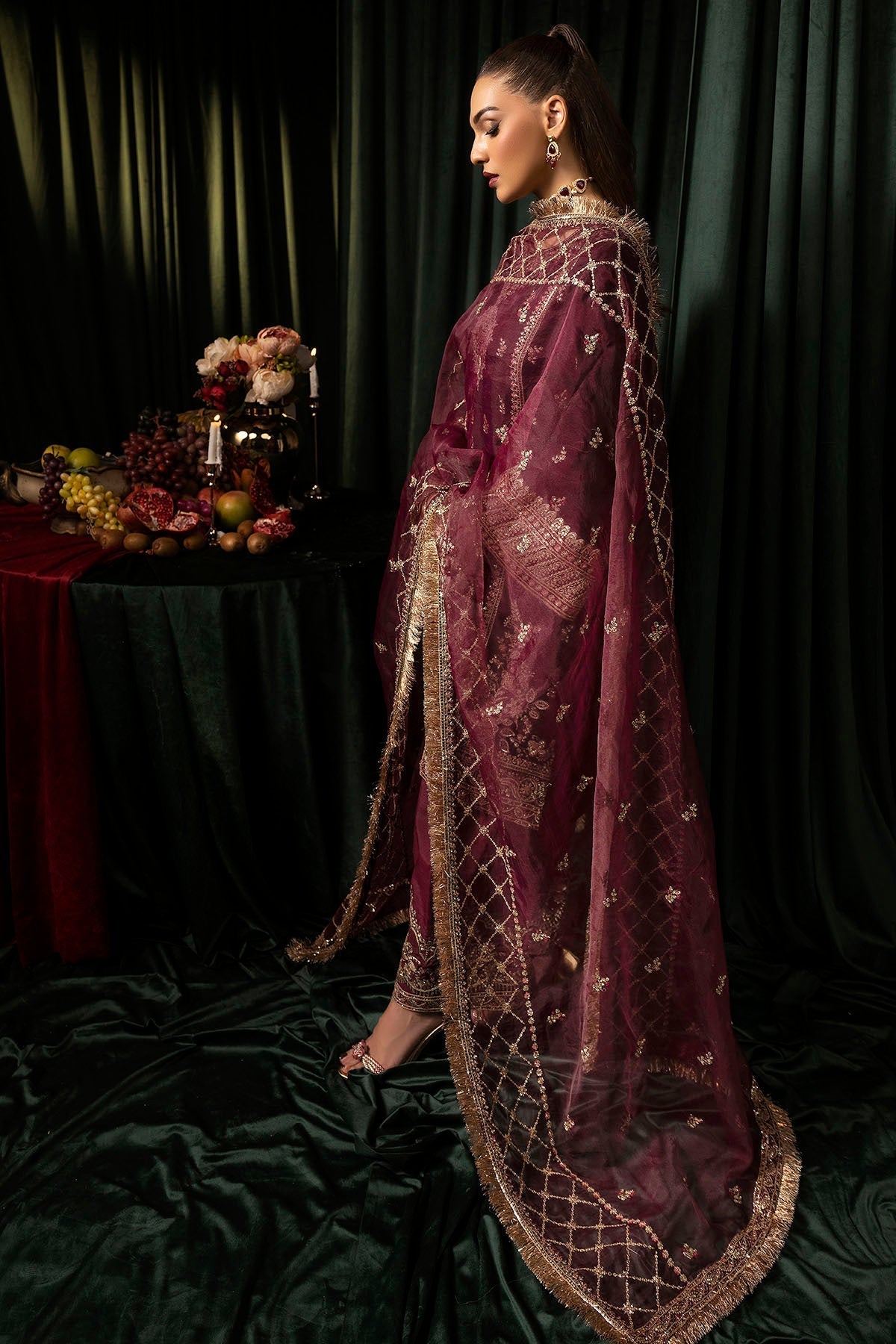Motifz | Velvet Formals | 5095-MAZNEEN - by - Libasekhas UK - Registered Vendor of : Motifz - 100% Original Designer Dresss