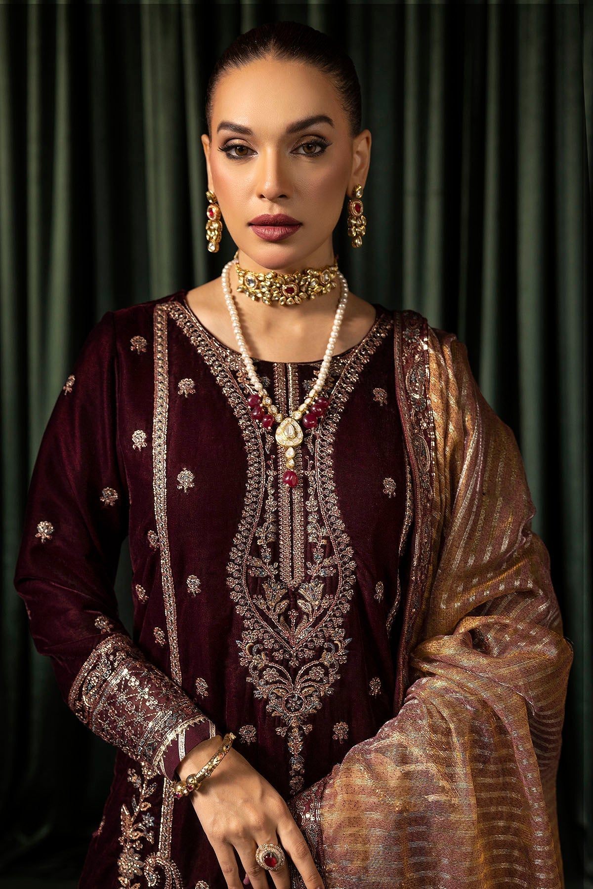 Motifz | Velvet Formals | 5096-DAISHA - by - Libasekhas UK - Registered Vendor of : Motifz - 100% Original Designer Dresss