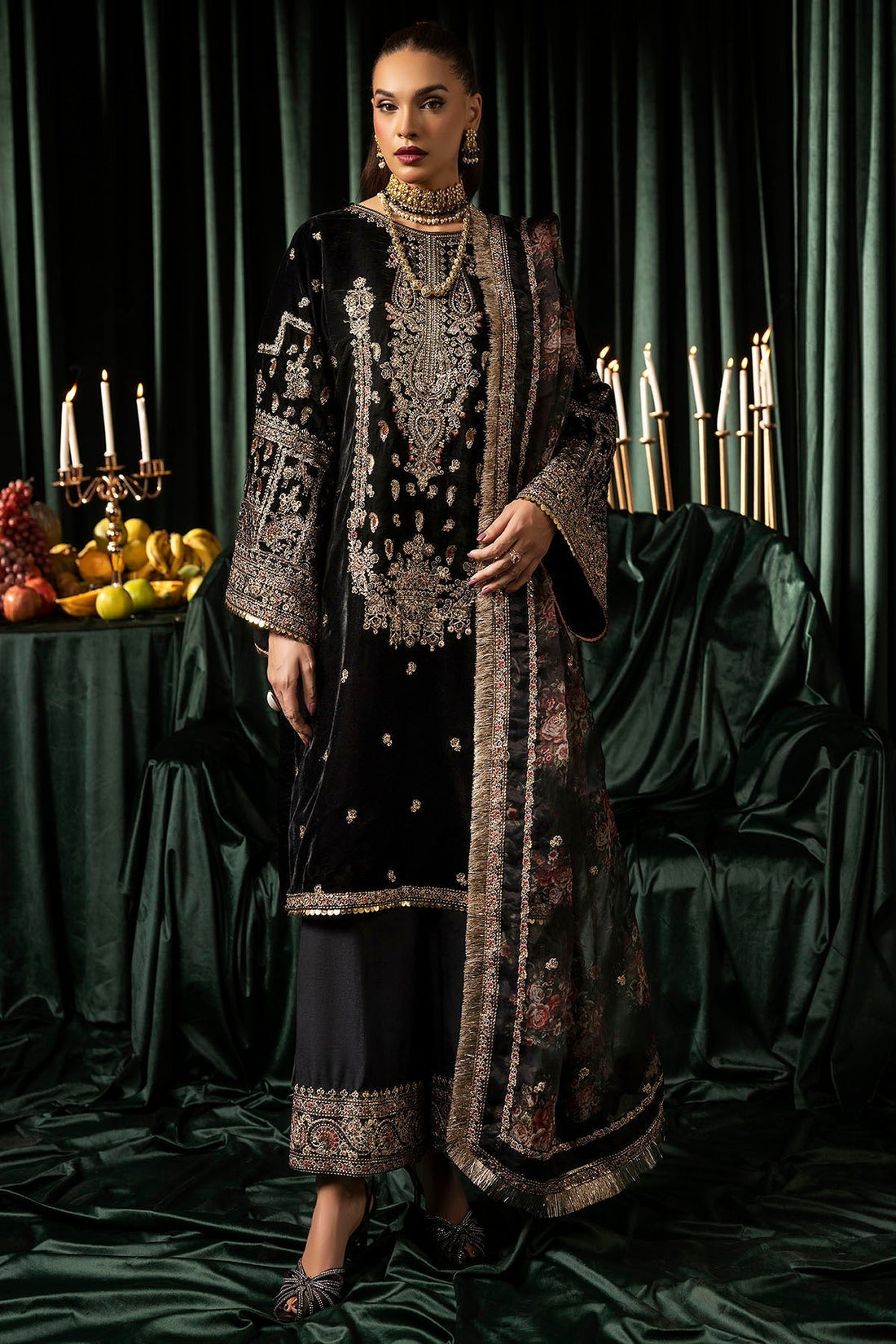 Motifz | Velvet Formals | 5097-TANISHA - by - Libasekhas UK - Registered Vendor of : Motifz - 100% Original Designer Dresss