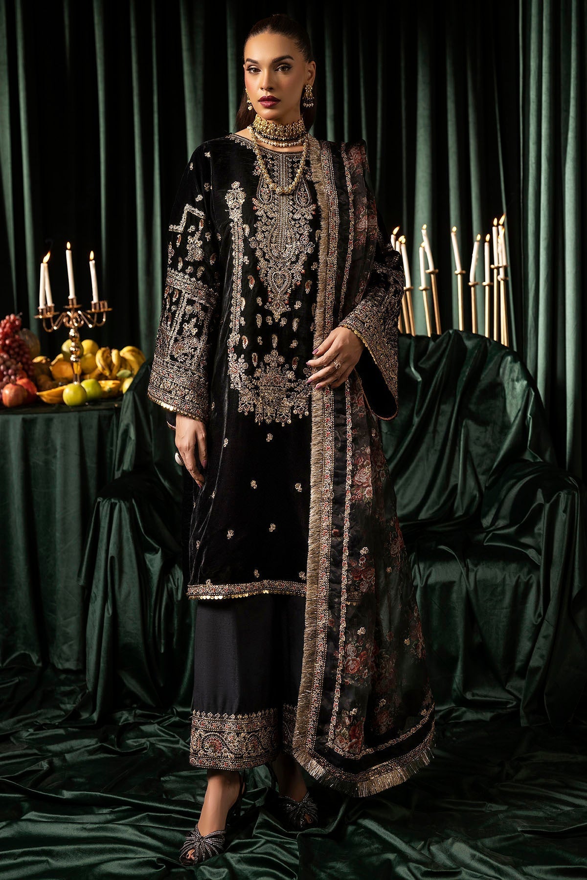 Motifz | Velvet Formals | 5097-TANISHA - by - Libasekhas UK - Registered Vendor of : Motifz - 100% Original Designer Dresss