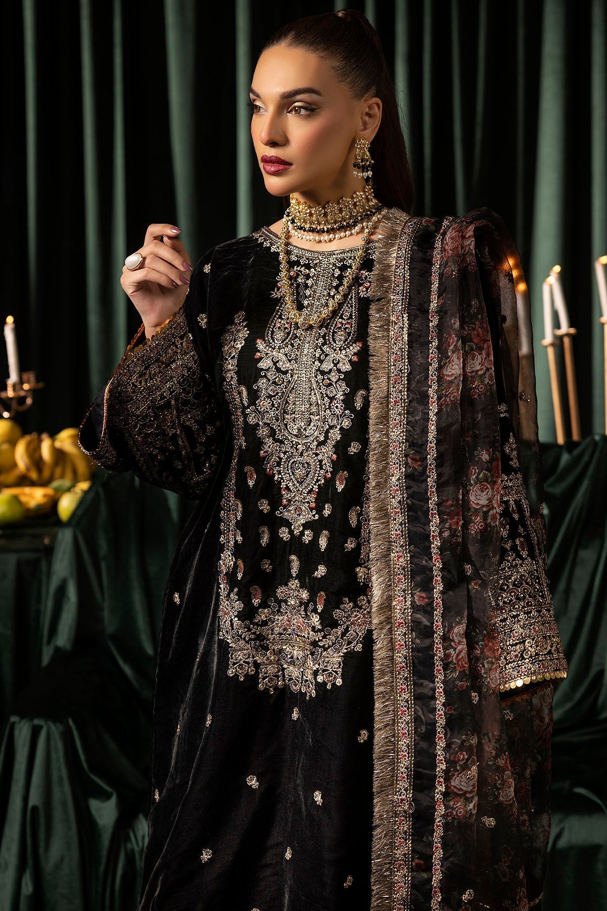 Motifz | Velvet Formals | 5097-TANISHA - by - Libasekhas UK - Registered Vendor of : Motifz - 100% Original Designer Dresss