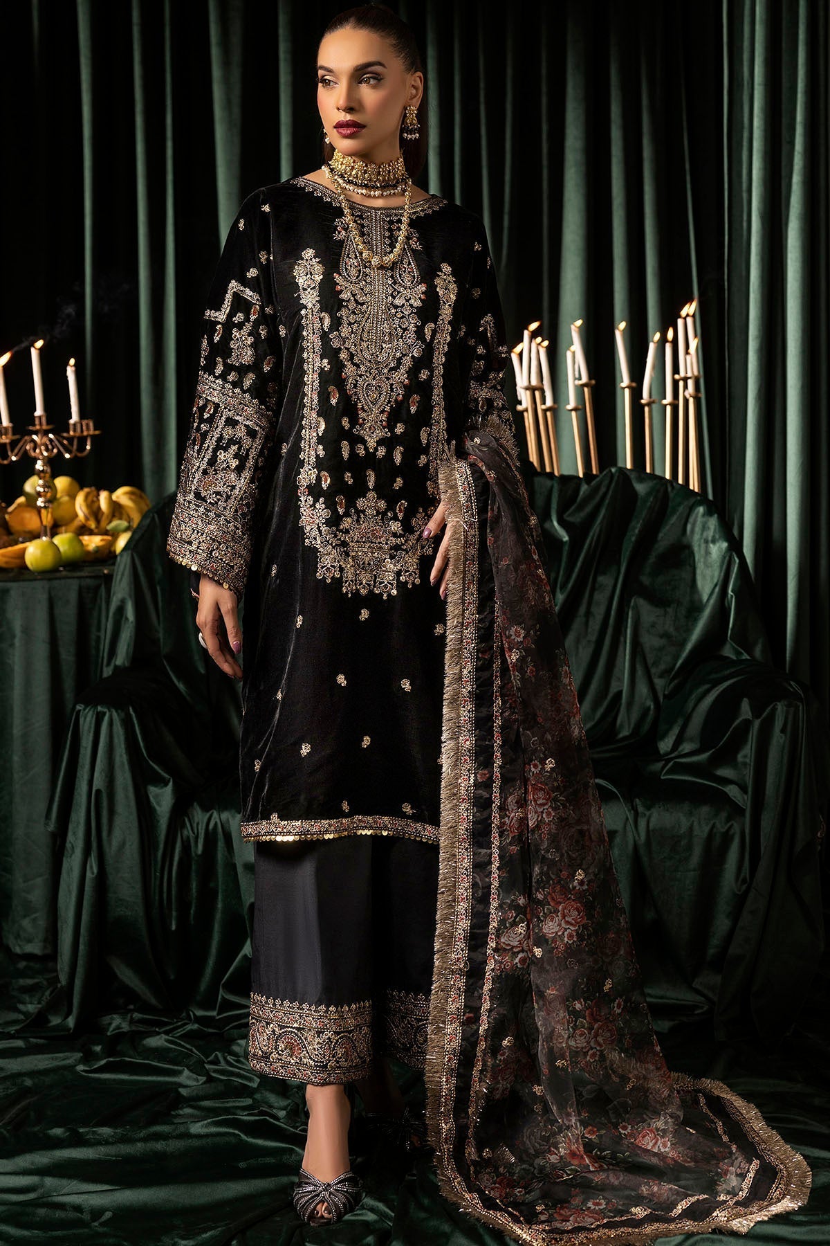 Motifz | Velvet Formals | 5097-TANISHA - by - Libasekhas UK - Registered Vendor of : Motifz - 100% Original Designer Dresss