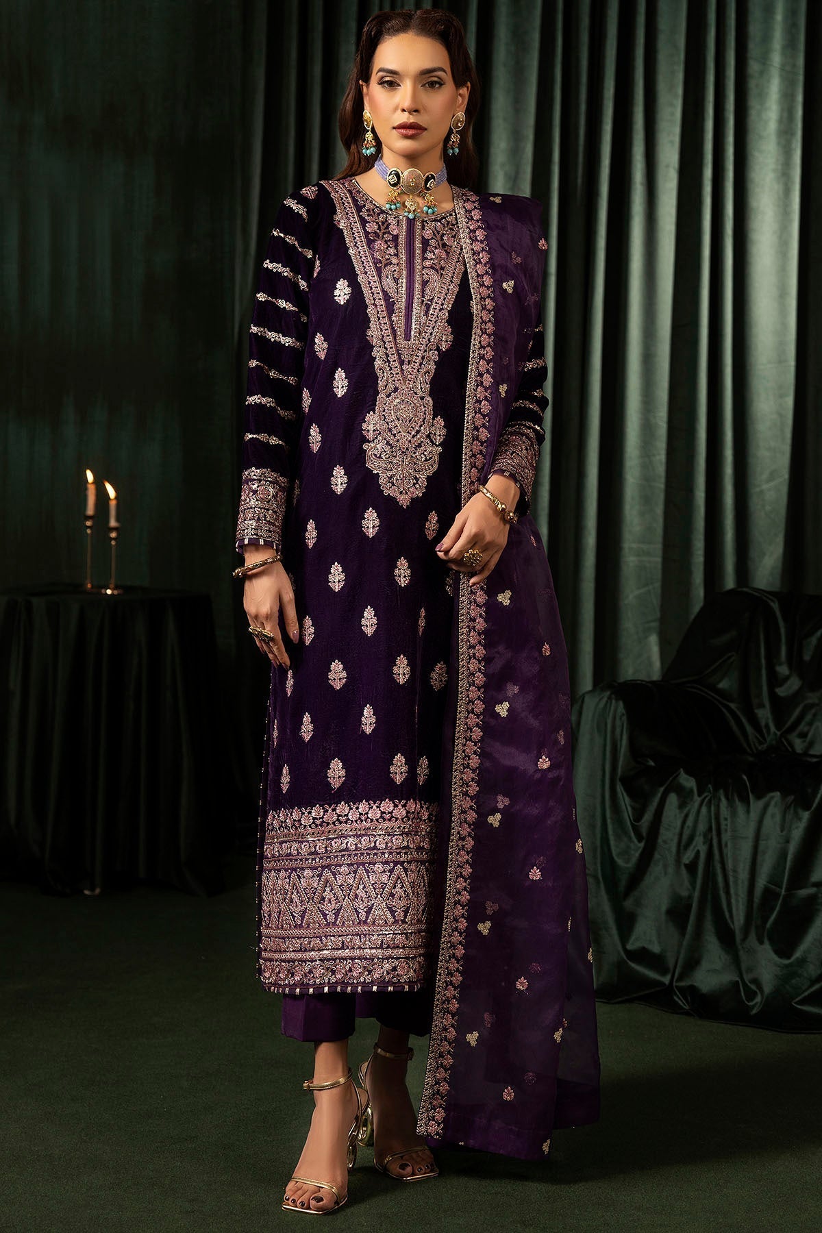 Motifz | Velvet Formals | 5100-IRHA - by - Libasekhas UK - Registered Vendor of : Motifz - 100% Original Designer Dresss