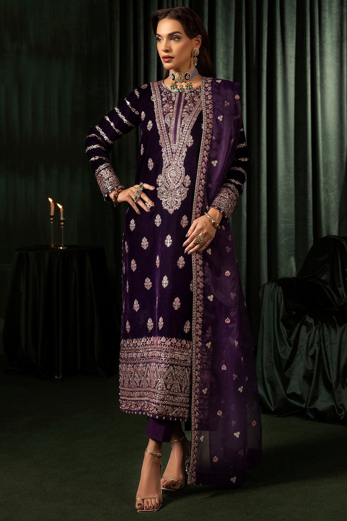 Motifz | Velvet Formals | 5100-IRHA - by - Libasekhas UK - Registered Vendor of : Motifz - 100% Original Designer Dresss