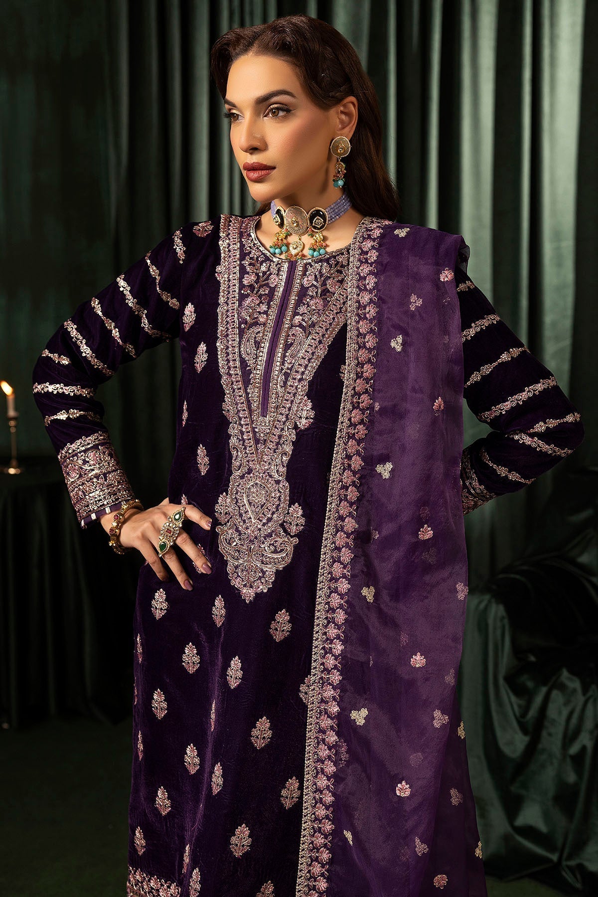 Motifz | Velvet Formals | 5100-IRHA - by - Libasekhas UK - Registered Vendor of : Motifz - 100% Original Designer Dresss