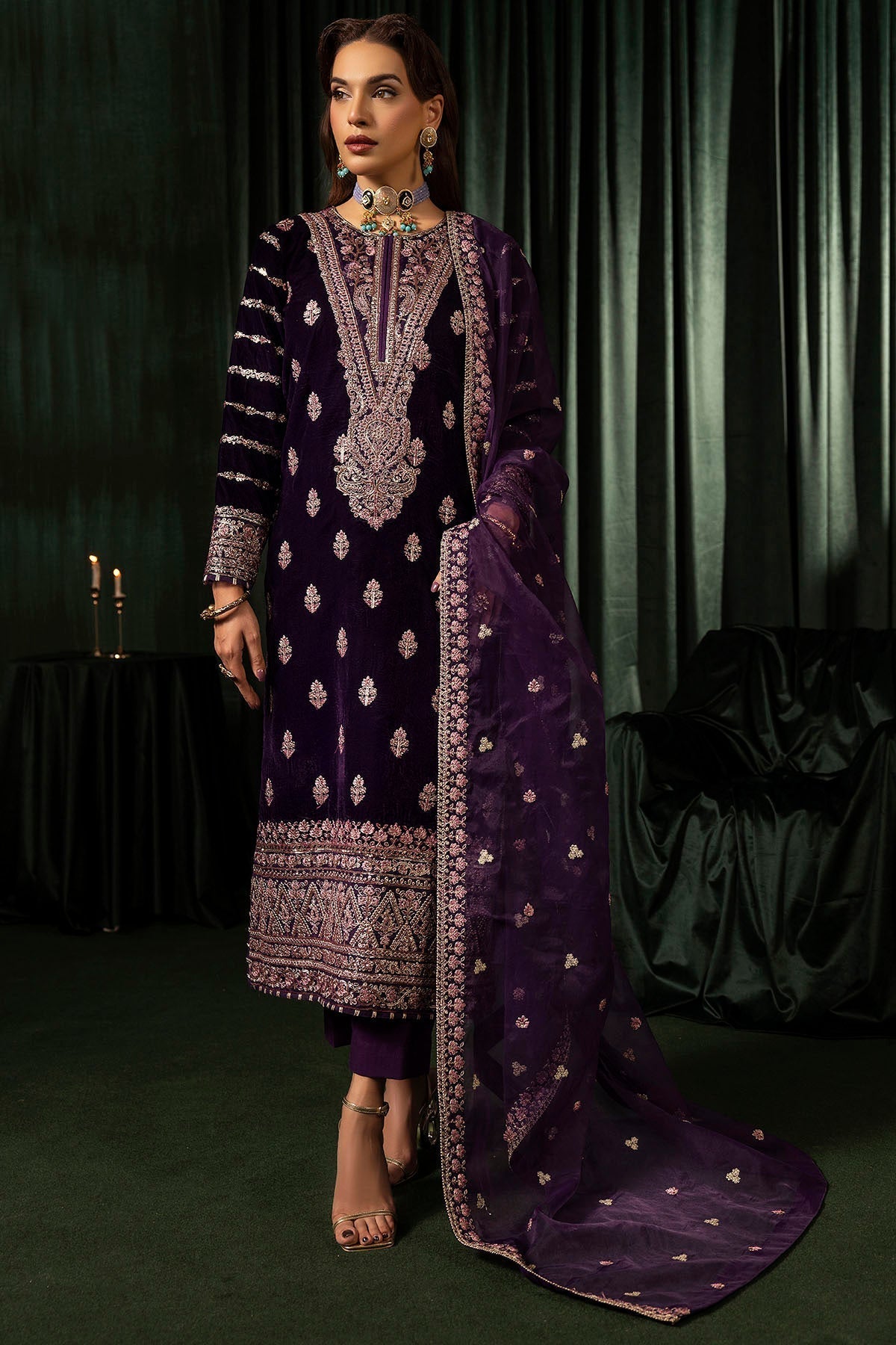 Motifz | Velvet Formals | 5100-IRHA - by - Libasekhas UK - Registered Vendor of : Motifz - 100% Original Designer Dresss