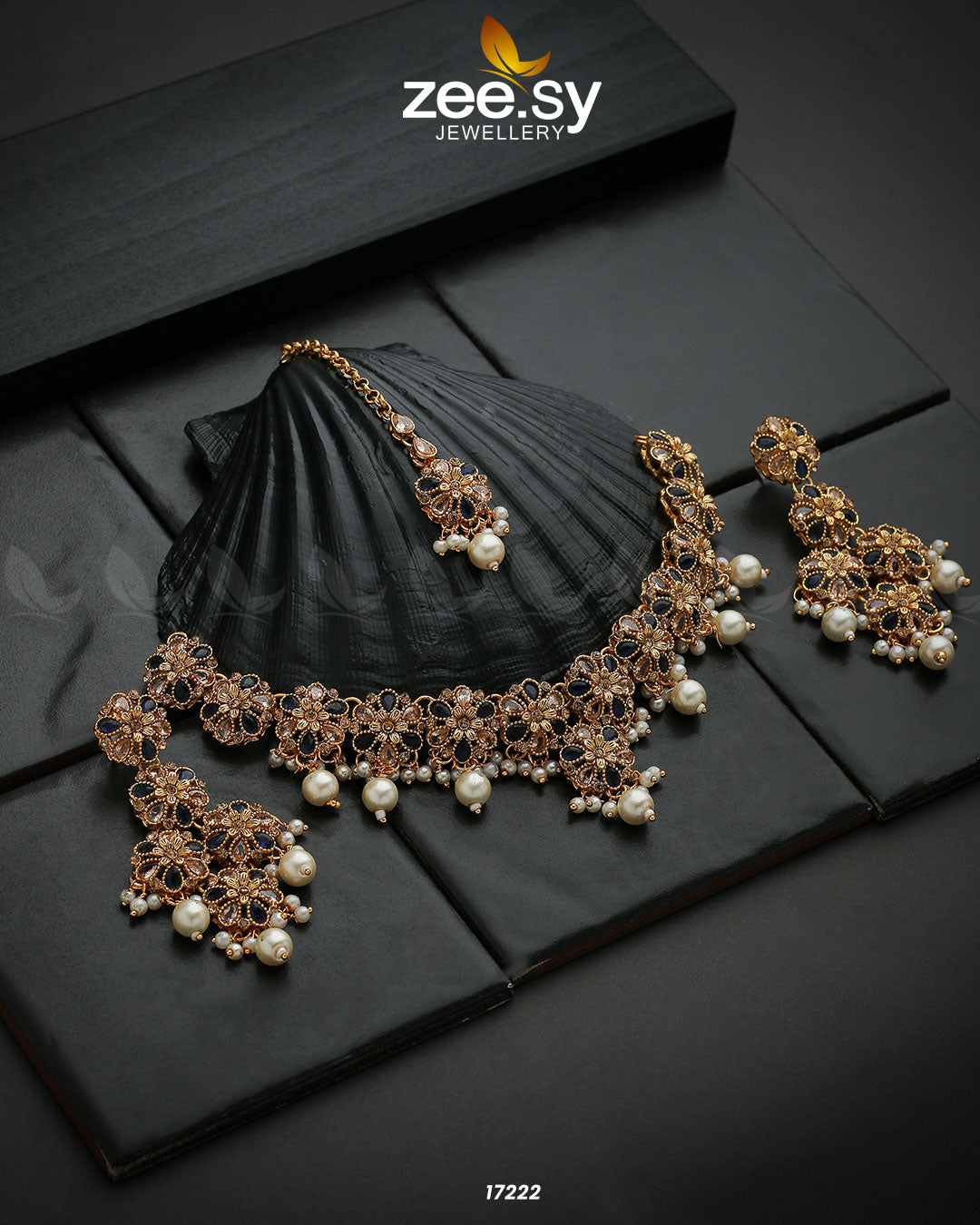 Magnolia Glimmer Necklace - by - Libasekhas UK - Registered Vendor of : Zeesy - 100% Original Designer Dresss