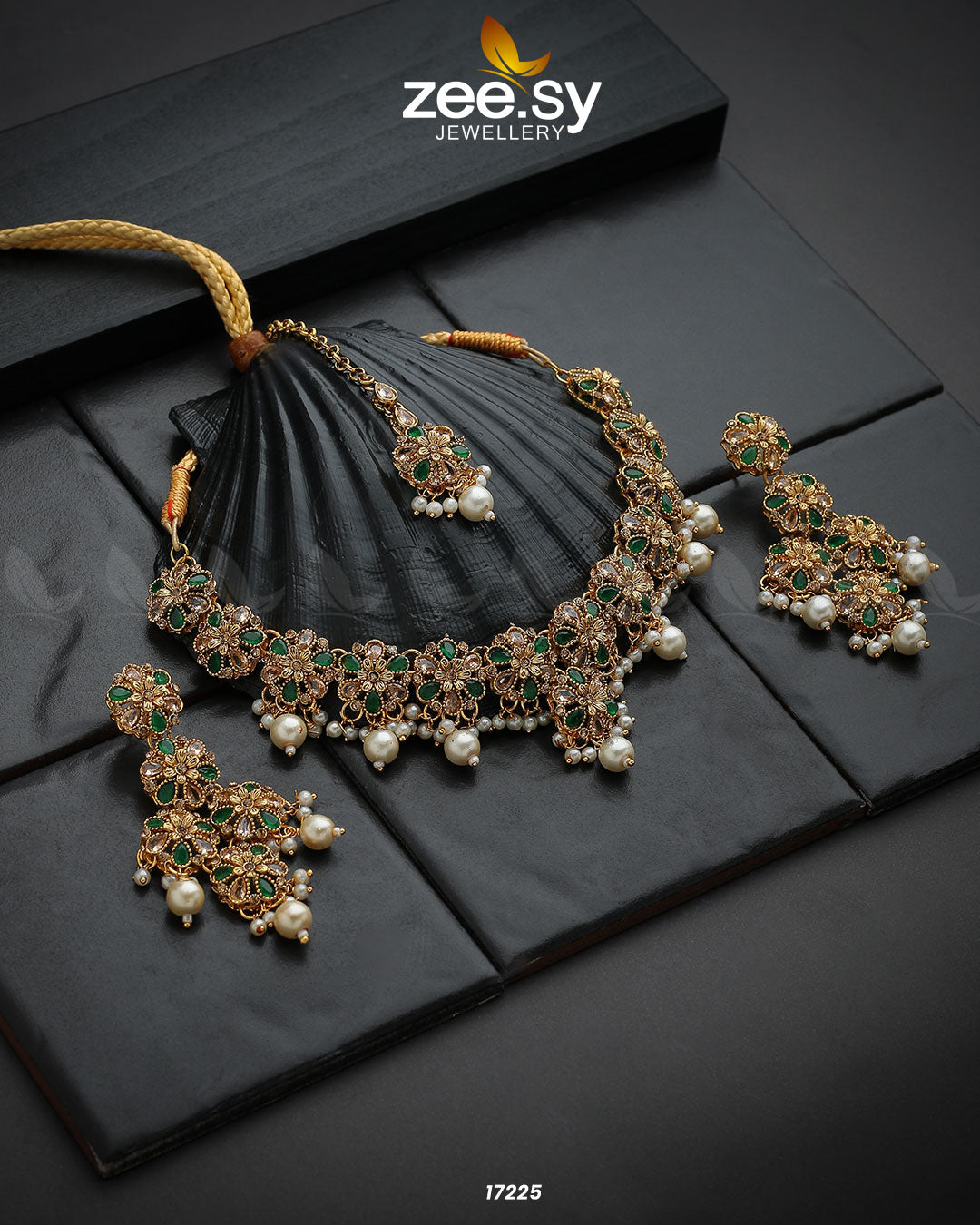 Magnolia Glimmer Necklace - by - Libasekhas UK - Registered Vendor of : Zeesy - 100% Original Designer Dresss